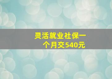 灵活就业社保一个月交540元