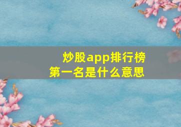 炒股app排行榜第一名是什么意思