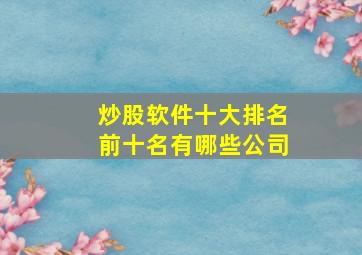 炒股软件十大排名前十名有哪些公司