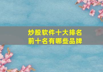 炒股软件十大排名前十名有哪些品牌