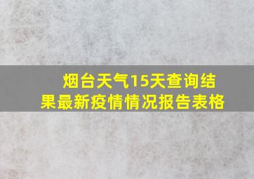 烟台天气15天查询结果最新疫情情况报告表格