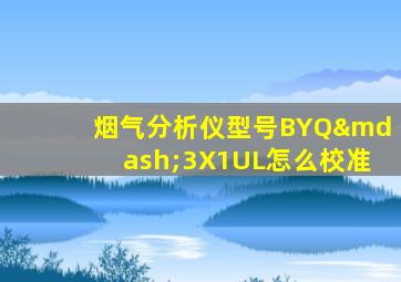 烟气分析仪型号BYQ—3X1UL怎么校准