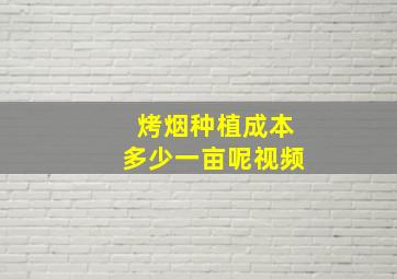 烤烟种植成本多少一亩呢视频