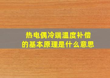 热电偶冷端温度补偿的基本原理是什么意思