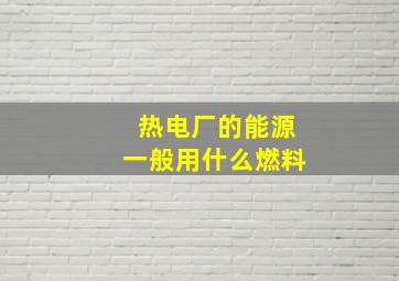 热电厂的能源一般用什么燃料