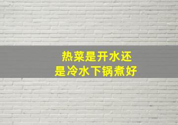 热菜是开水还是冷水下锅煮好