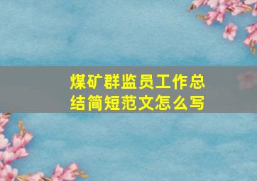 煤矿群监员工作总结简短范文怎么写