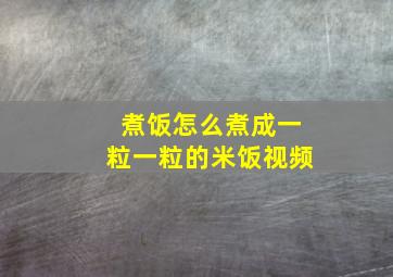 煮饭怎么煮成一粒一粒的米饭视频