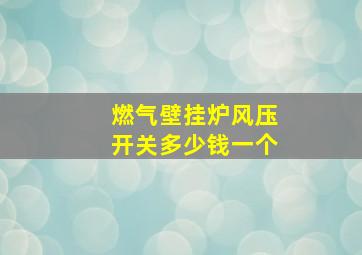 燃气壁挂炉风压开关多少钱一个