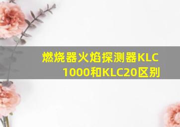 燃烧器火焰探测器KLC1000和KLC20区别