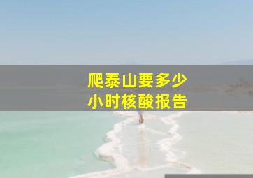 爬泰山要多少小时核酸报告