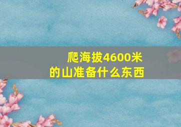 爬海拔4600米的山准备什么东西