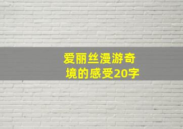 爱丽丝漫游奇境的感受20字