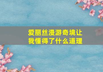 爱丽丝漫游奇境让我懂得了什么道理