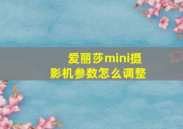 爱丽莎mini摄影机参数怎么调整