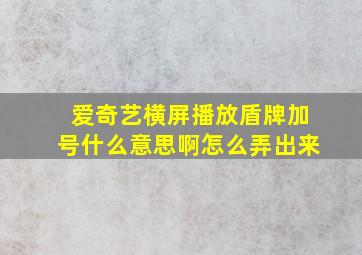 爱奇艺横屏播放盾牌加号什么意思啊怎么弄出来