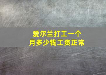 爱尔兰打工一个月多少钱工资正常