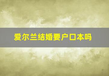 爱尔兰结婚要户口本吗