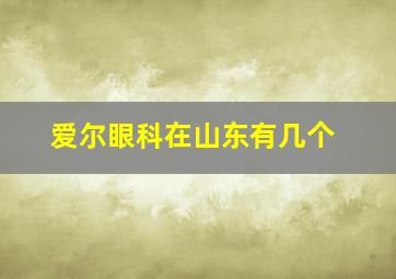 爱尔眼科在山东有几个