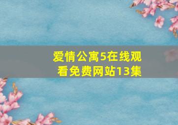 爱情公寓5在线观看免费网站13集