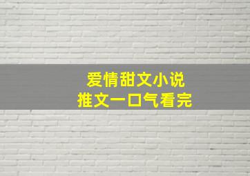 爱情甜文小说推文一口气看完