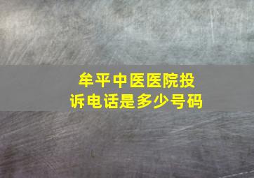 牟平中医医院投诉电话是多少号码