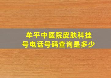 牟平中医院皮肤科挂号电话号码查询是多少