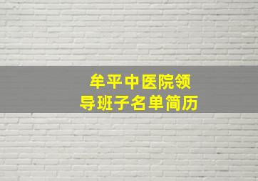 牟平中医院领导班子名单简历