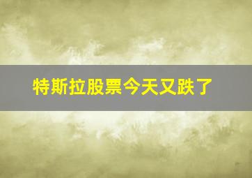 特斯拉股票今天又跌了