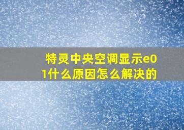 特灵中央空调显示e01什么原因怎么解决的