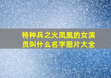 特种兵之火凤凰的女演员叫什么名字图片大全