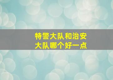 特警大队和治安大队哪个好一点