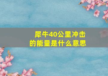 犀牛40公里冲击的能量是什么意思