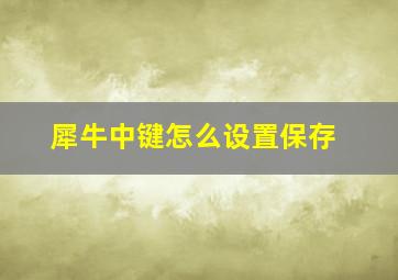 犀牛中键怎么设置保存