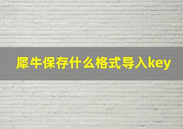 犀牛保存什么格式导入key