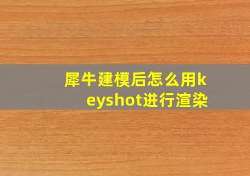 犀牛建模后怎么用keyshot进行渲染