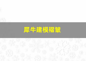 犀牛建模褶皱