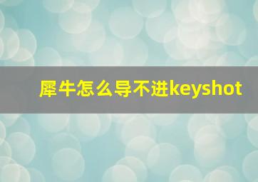 犀牛怎么导不进keyshot