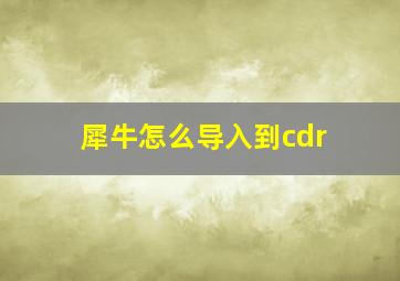 犀牛怎么导入到cdr