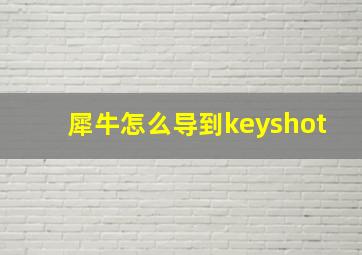 犀牛怎么导到keyshot