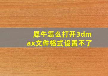 犀牛怎么打开3dmax文件格式设置不了