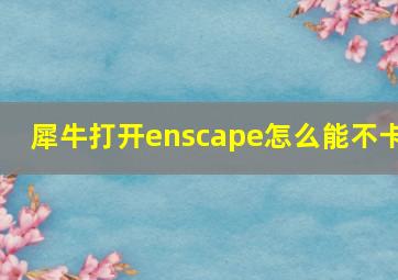 犀牛打开enscape怎么能不卡