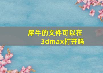 犀牛的文件可以在3dmax打开吗