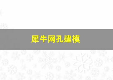 犀牛网孔建模