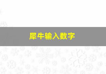 犀牛输入数字