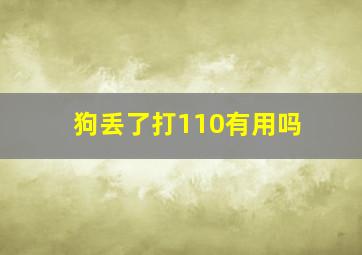 狗丢了打110有用吗