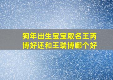 狗年出生宝宝取名王芮博好还和王瑞博哪个好