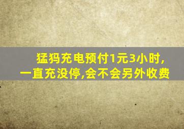 猛犸充电预付1元3小时,一直充没停,会不会另外收费