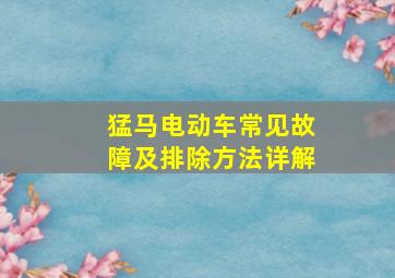 猛马电动车常见故障及排除方法详解