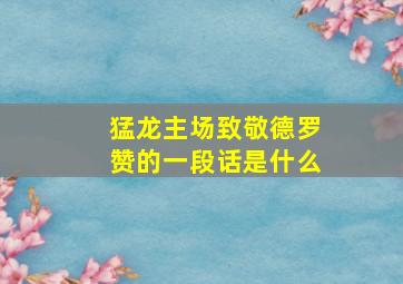 猛龙主场致敬德罗赞的一段话是什么